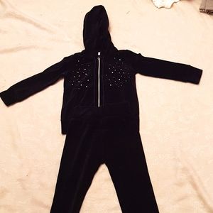 Navy blue velour set with rhinestones